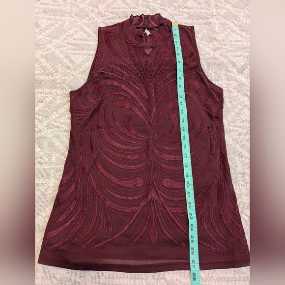 I.N.C. International Concepts Embroidered Knit Blouse, Burgundy, L - Picture 9 of 9